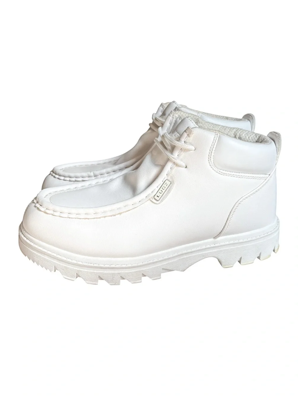Lugz Fringe Mens White Leather Lace Up Chukkas Boots